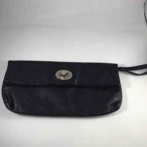 Black Muimui leather wristlet